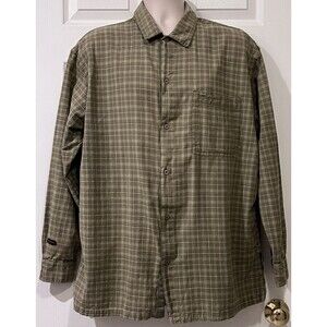 Fubu Plaid Button Up Long Sleeve Shirt Mens XL Brown Tan HipHop Music 90s Retro